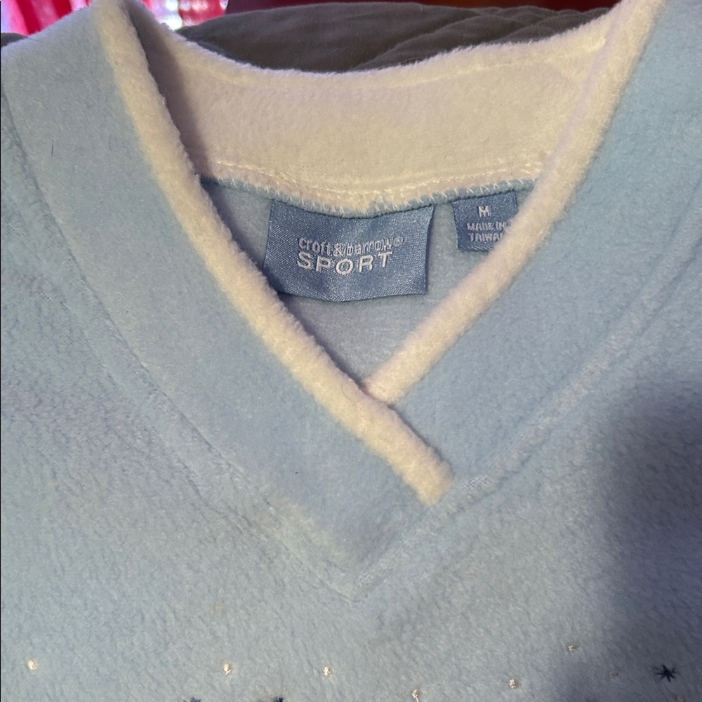 Croft & Barrow Sport Light Blue Fleece Pullover - Picture 4 of 8